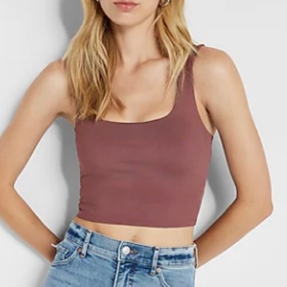 Body Contour Ribbed Square Neck Cropped Tank